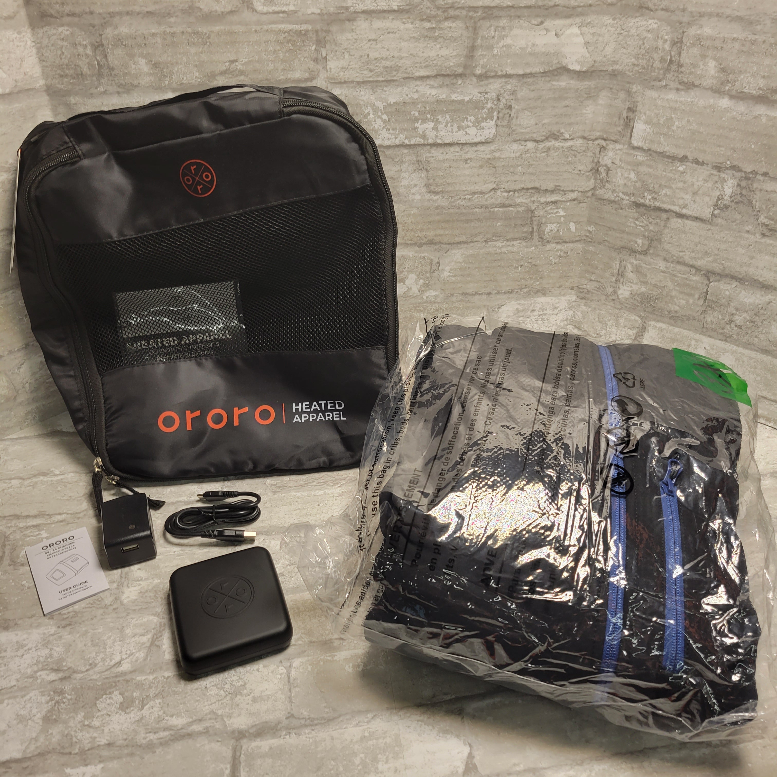 Ororo Men's Black Soft Shell Heated Jacket, 3XL, Black & Blue (8042949542126)